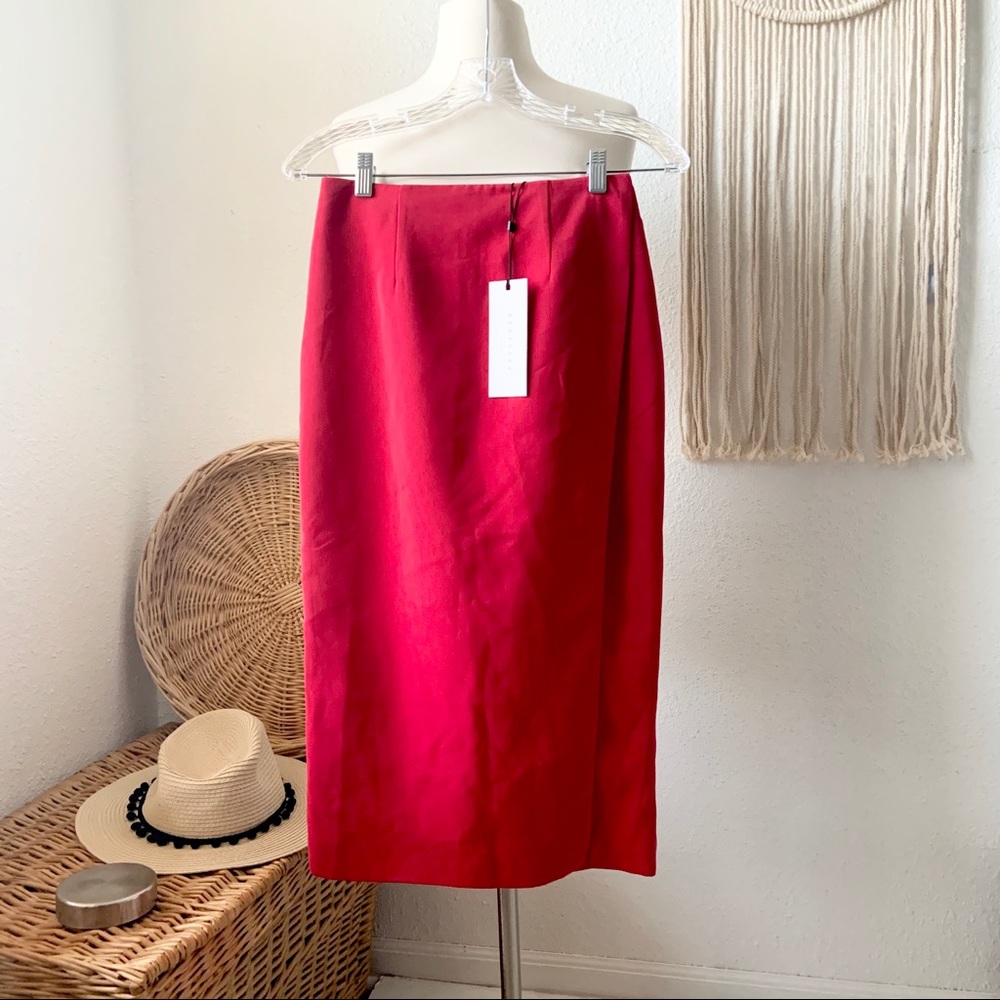 Keepsake the label red split wrap midi skirt